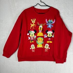 Disney 100 Christmas Light Up Sweatshirt Mickey Goofy Simba Disneycore Bambi